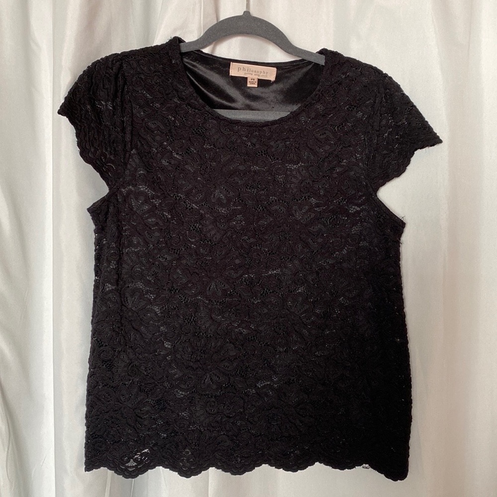 Philosophy Lace Tee in Green (Petite)